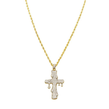 Yellow Diamond Drip Cross Pendant in 10k Yellow Gold 1.59 Ctw